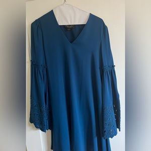 Laundry by Shelli Segal Womens Blue Lace Bell Sleeve Dress Size 0 Embroidered